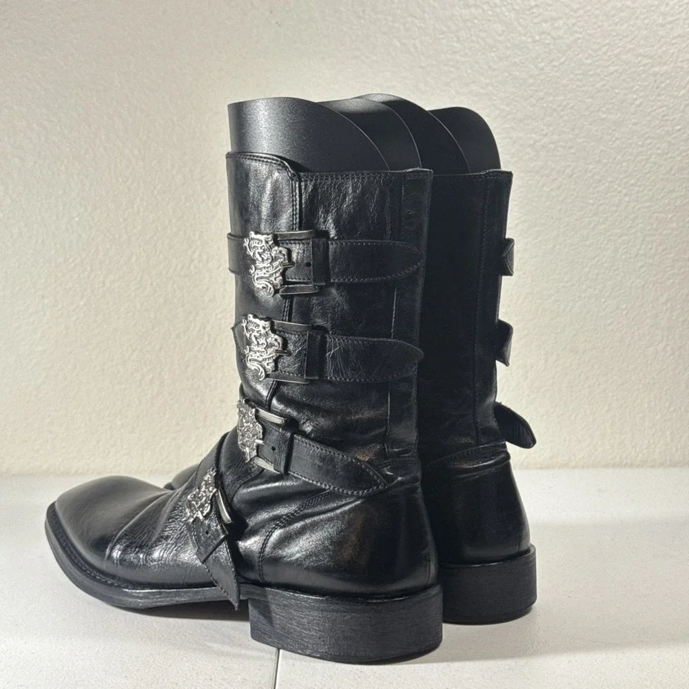 Vintage Mark Nason Dragon 🐉 Boots Mens Size 12 Black Leather Y2K Made In Italy